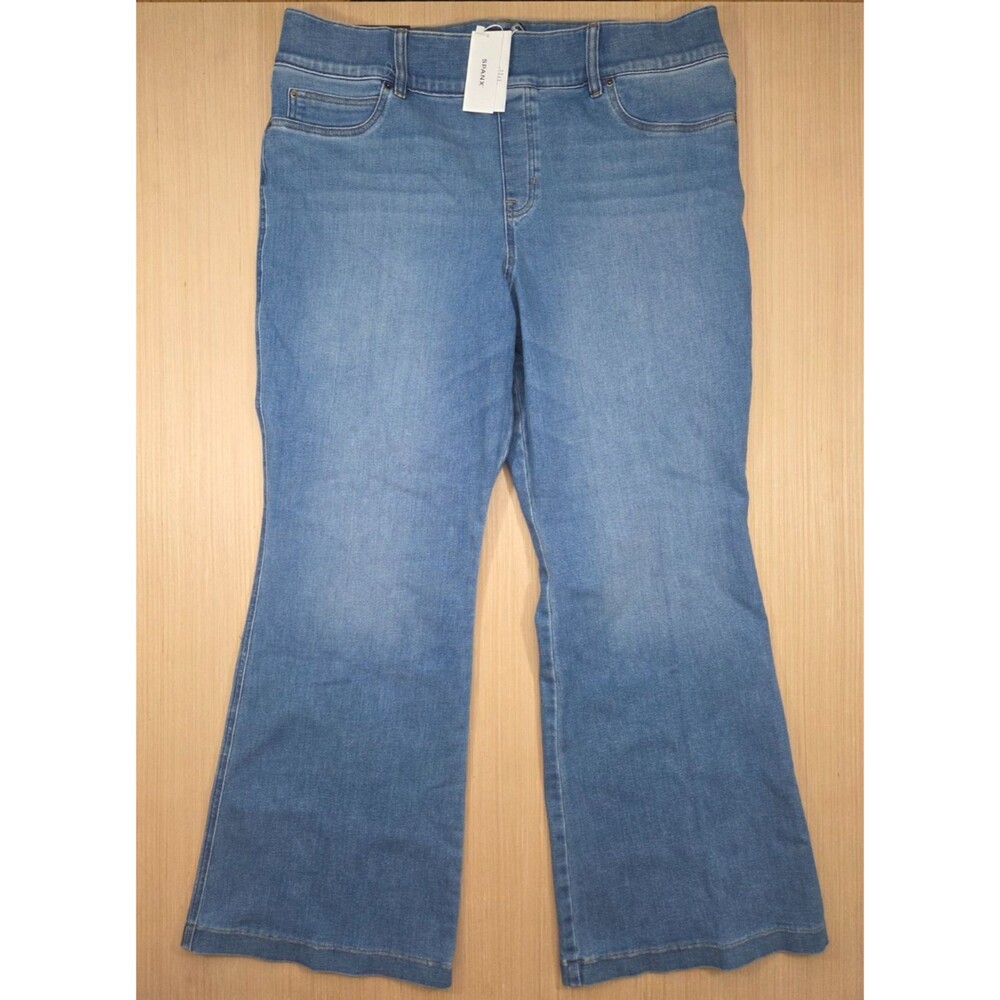 SPANX Flare Pull On Jeans Stonewashed Blue Women's 3X 3T NEW